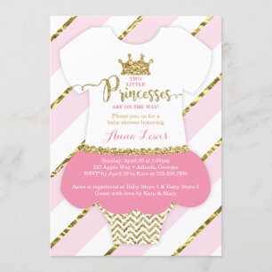 Invitation de douche Twin Little Princesses, Parti