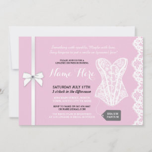 Invitation de douches Lingerie rose Dentelle blanc