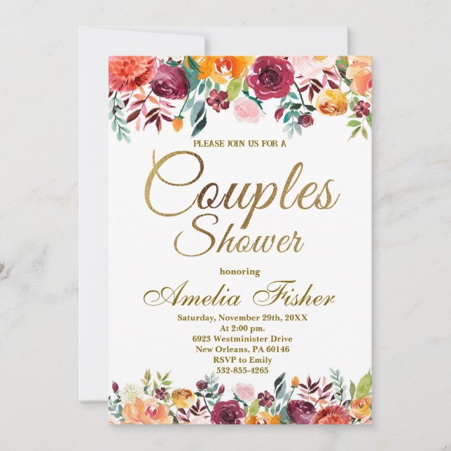 Invitation de douches pour couples, Wedding shower (Devant)