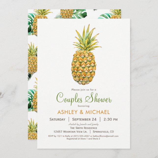 Invitation de douches pour les couples d'ananas (Devant / Derrière)