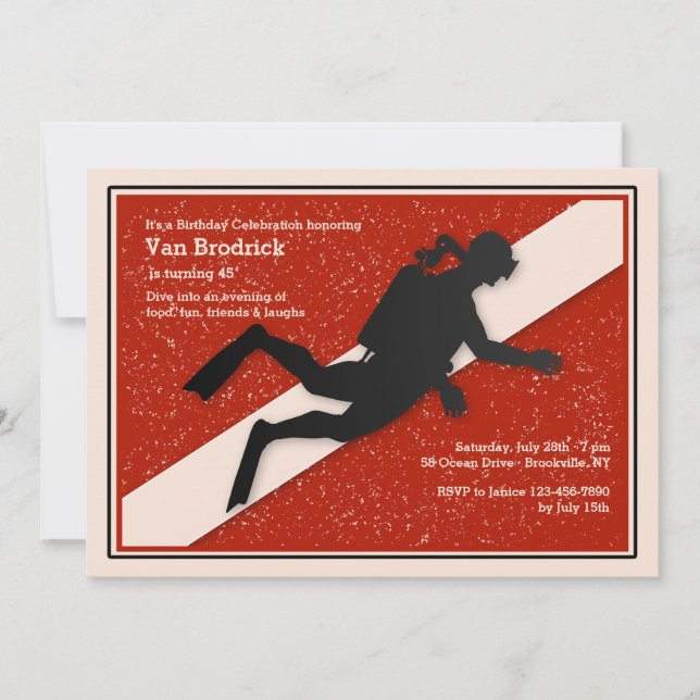 Invitation de drapeau de plongeur autonome (Devant)