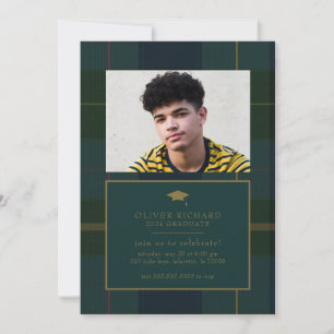 Invitation de Faire-part de diplôme Green Plaid