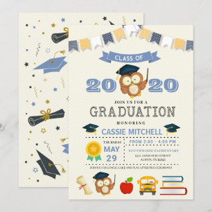 Invitation de Faire-part de graduation de Owl Kids
