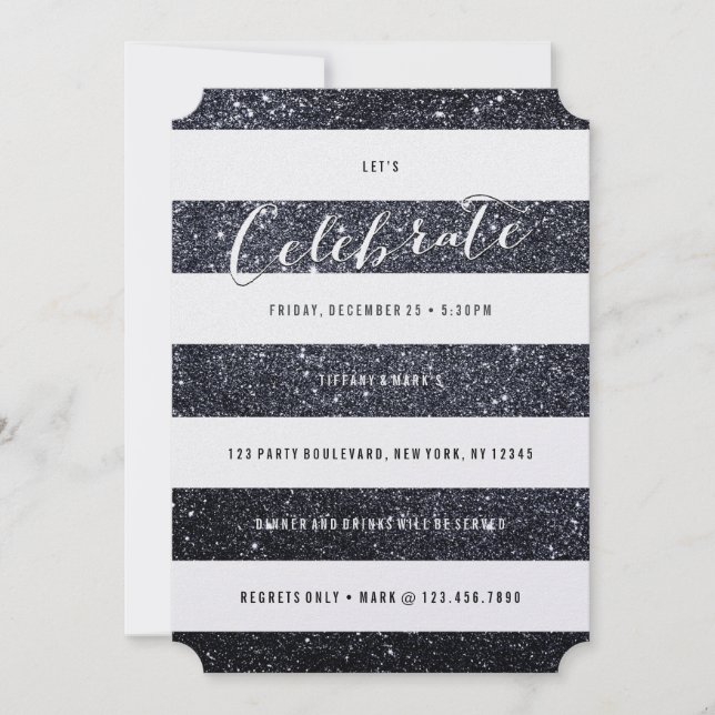Invitation de Faux Black Parties scintillant Party (Devant)