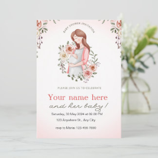 Invitation de femmes roses enceintes à baby shower