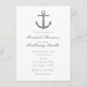 Invitation de fête à paillettes argentées avec anc