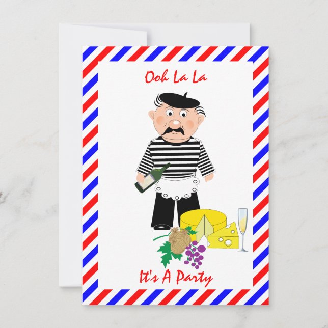 Invitation de fête amusante sur le thème français  (Devant)