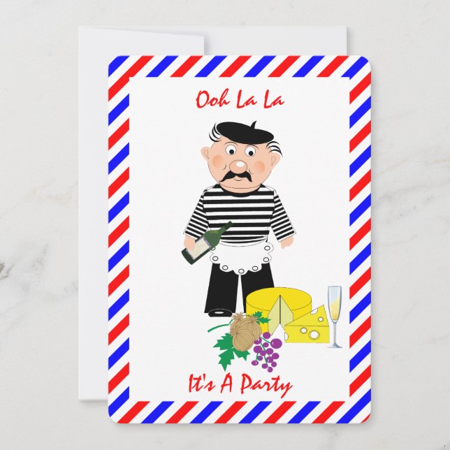 Invitation de fête amusante sur le thème français  (Devant)