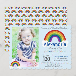 Invitation de fête arc-en-ciel avec photo Invitati
