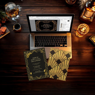 Invitation de fête Art Déco pour un speakeasy des