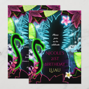 Invitation de fête au ananas avec lumières néon él