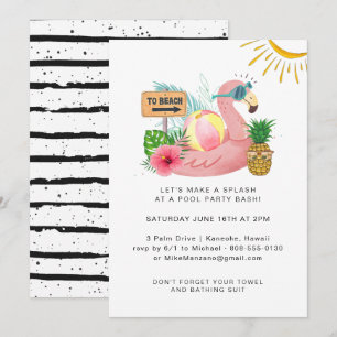 Invitation de fête au bord de la piscine en aquare