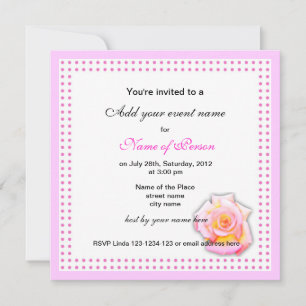 invitation de fête avec des points roses et rosés