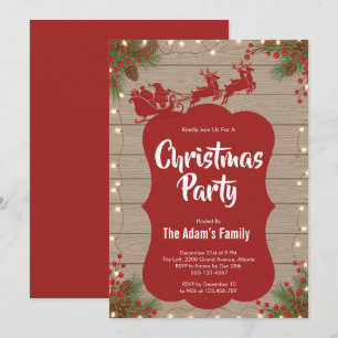 Invitation de fête avec fond en bois de traîneau d