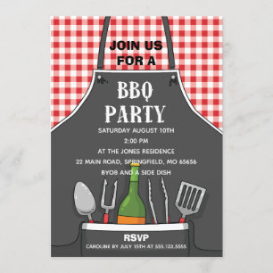Invitation de fête BBQ tablier