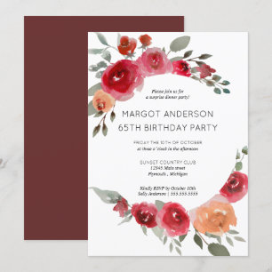 Invitation de fête bohème rustique aquarelle flora