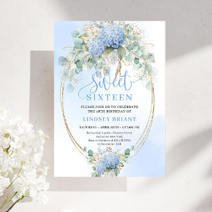 Invitation de fête Bohemian Blue Floral Sweet 16