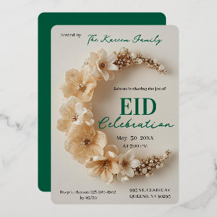 Invitation de fête Boho Floral 3D Crescent Eid 