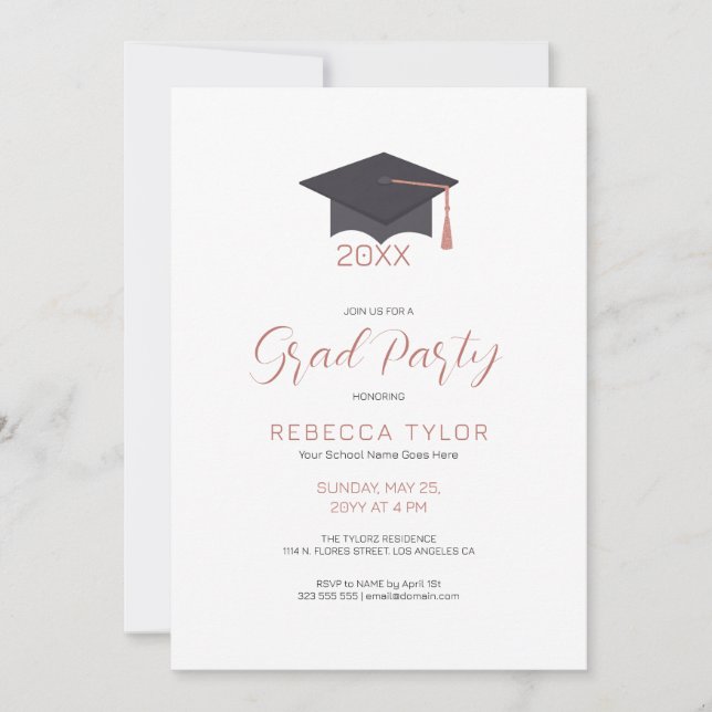 Invitation de fête chic avec typographie noire et  (Devant)