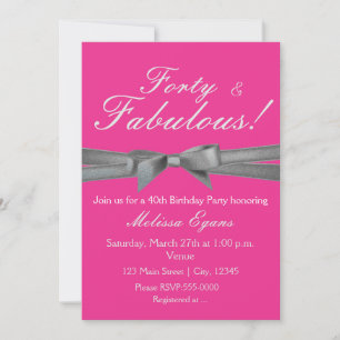 Invitation de fête chic rose chaud et argent