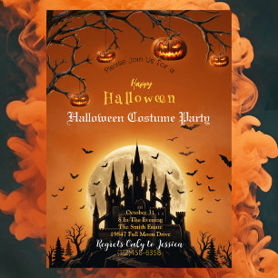 Invitation de fête costumée Halloween   Château ha