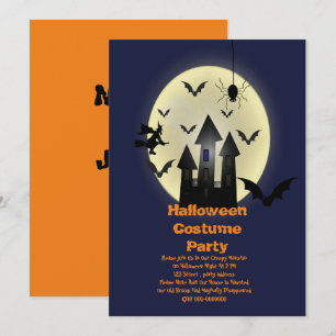 Invitation de fête costumée Halloween, design effr