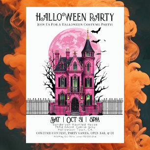 Invitation de fête costumée Halloween pour manoir