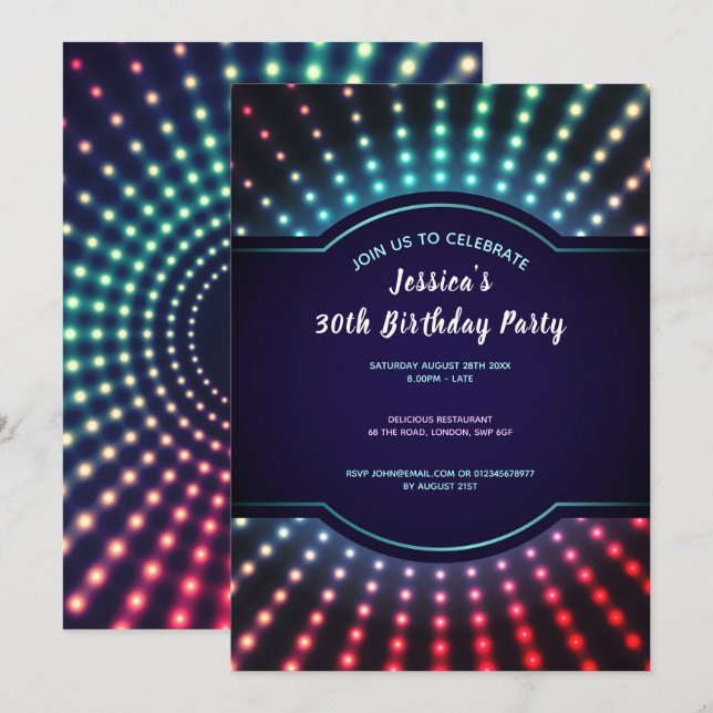 Invitation de fête d'anniversaire (Devant / Derrière)