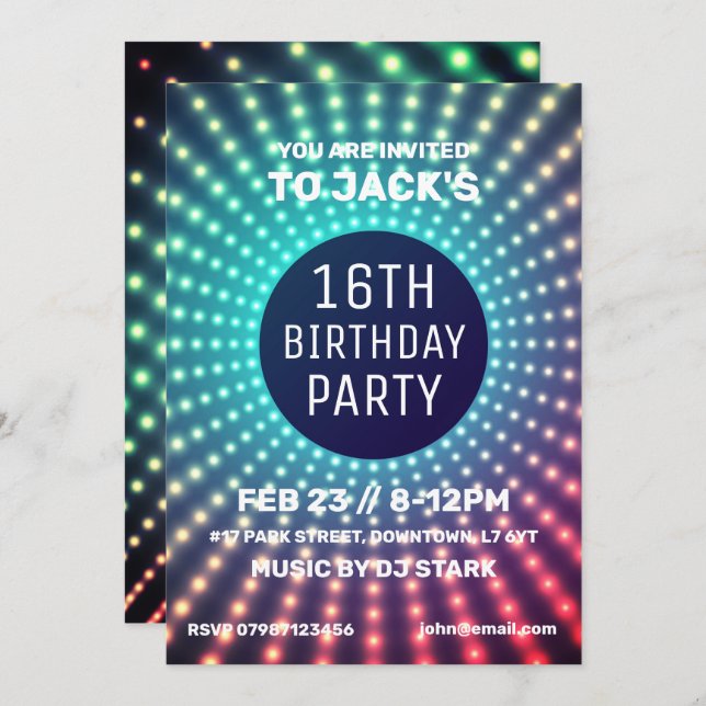 Invitation de fête d'anniversaire (Devant / Derrière)