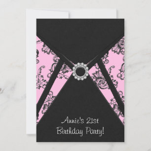 Invitation de fête d'anniversaire 21 ans en damas 