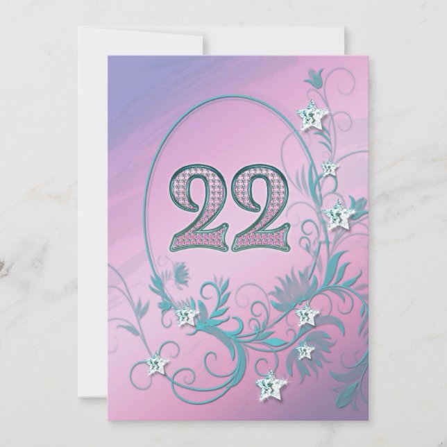 Invitation de fête d'anniversaire 22 années (Devant)