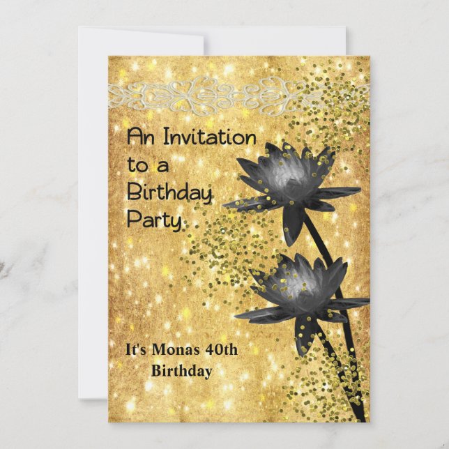 Invitation de fête d'anniversaire 40e anniversaire (Devant)