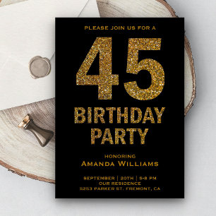 Invitation de fête d'anniversaire 45 ans avec pail