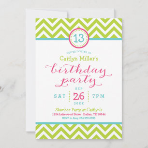Invitation de fête d'anniversaire à chevron zigzag