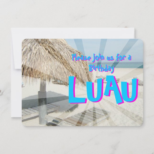 Invitation de fête d'anniversaire à Luau, Beach Ca (Devant)