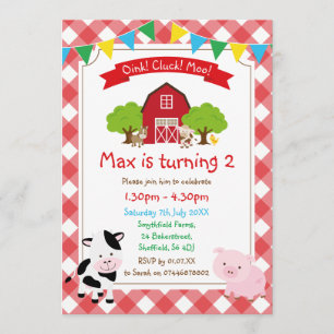 Invitation de fête d'anniversaire à thème agricole