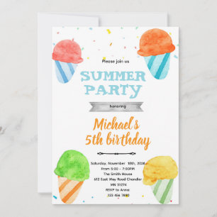 Invitation de fête d'anniversaire au cône de neige