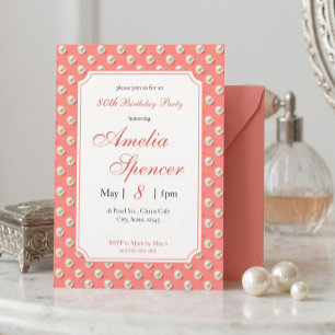 Invitation de fête d'anniversaire aux perles roses