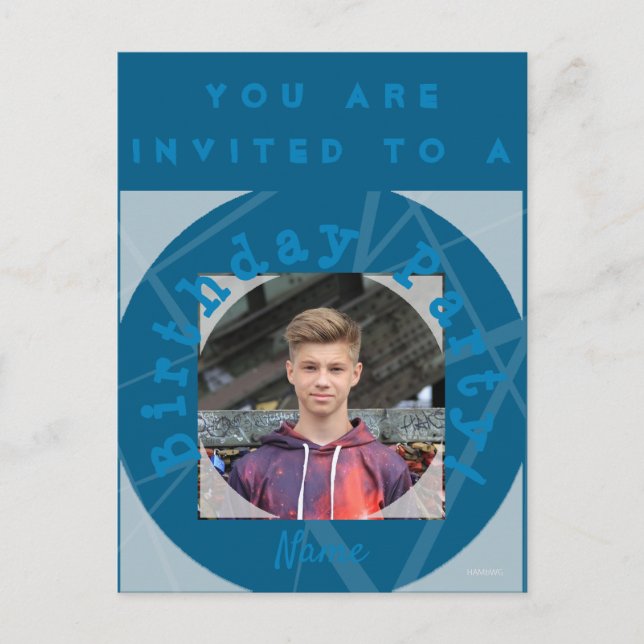 Invitation de fête d'anniversaire avec carte posta (Devant)