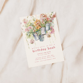 Invitation de fête d'anniversaire avec fleurs de p