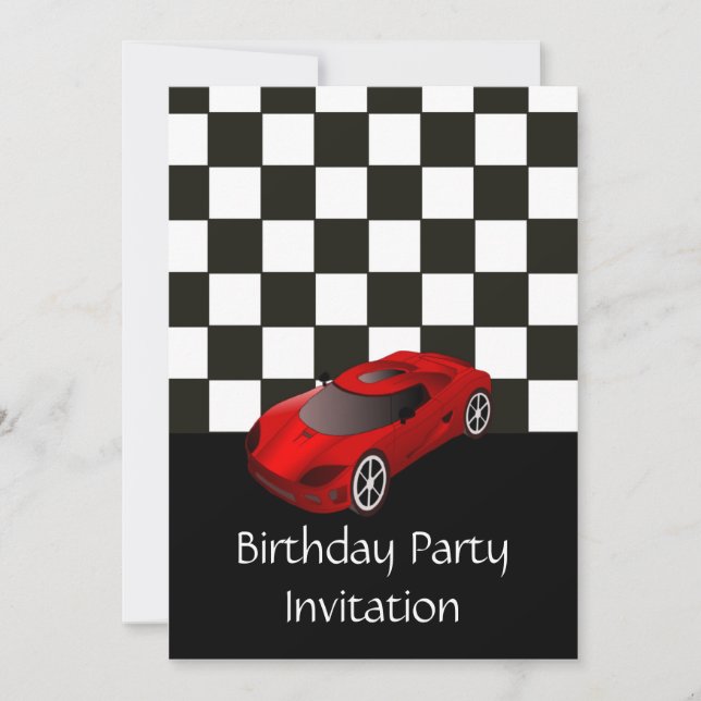 Invitation de fête d'anniversaire avec la voiture (Devant)