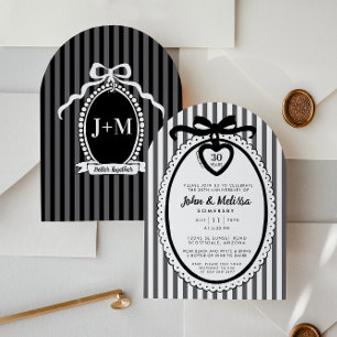 Invitation de fête d'anniversaire Black Bow Coquet