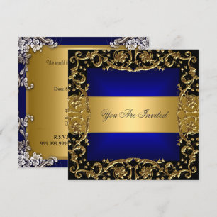 Invitation de fête d'anniversaire bleu or
