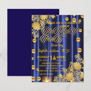 Invitation de fête d'anniversaire bleu royal or, f