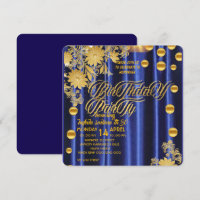 Invitation de fête d'anniversaire bleu royal or, f