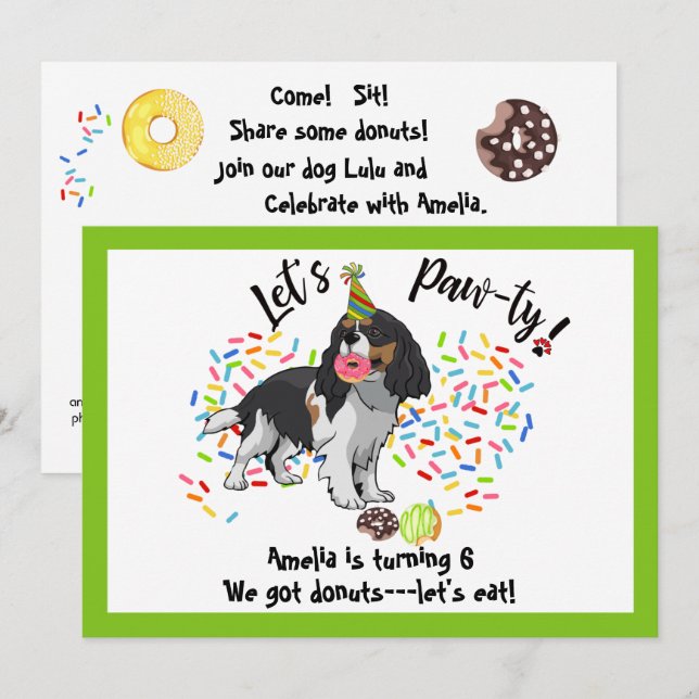 Invitation de fête d'anniversaire Cavalier King Ch (Devant / Derrière)