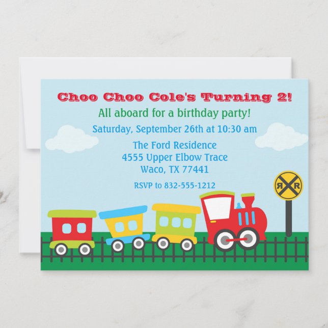 Invitation de fête d'anniversaire - Choo Choo Trai (Devant)