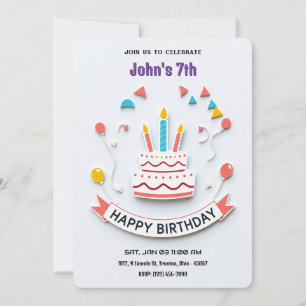 Invitation de fête d'anniversaire colorée avec ban