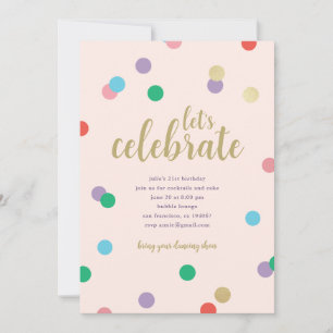 Invitation de fête d'anniversaire Confetti Rose pê