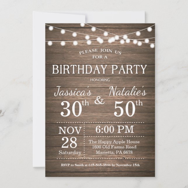 Invitation de fête d'anniversaire conjointe pour a (Devant)